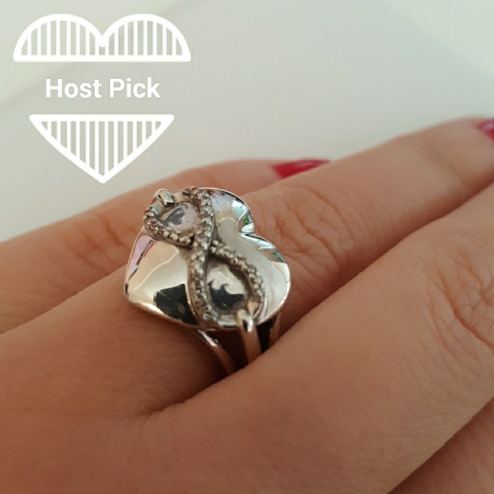 ❤ Sterling silver heart and diamond infinity ring